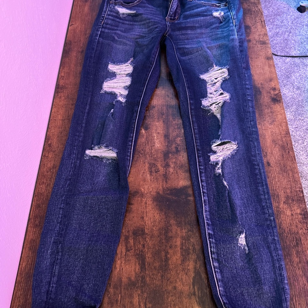 Distressed Blue Jeans